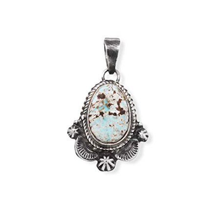 Genuine Dry Creek Turquoise Pendant Oxidized Sterling Silver Authentic Indigenous New Mexico Tribe H | Walmart (US)