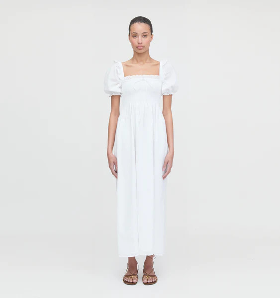 The Scarlett Nap Dress - White Shadow Stripe | Hill House Home US
