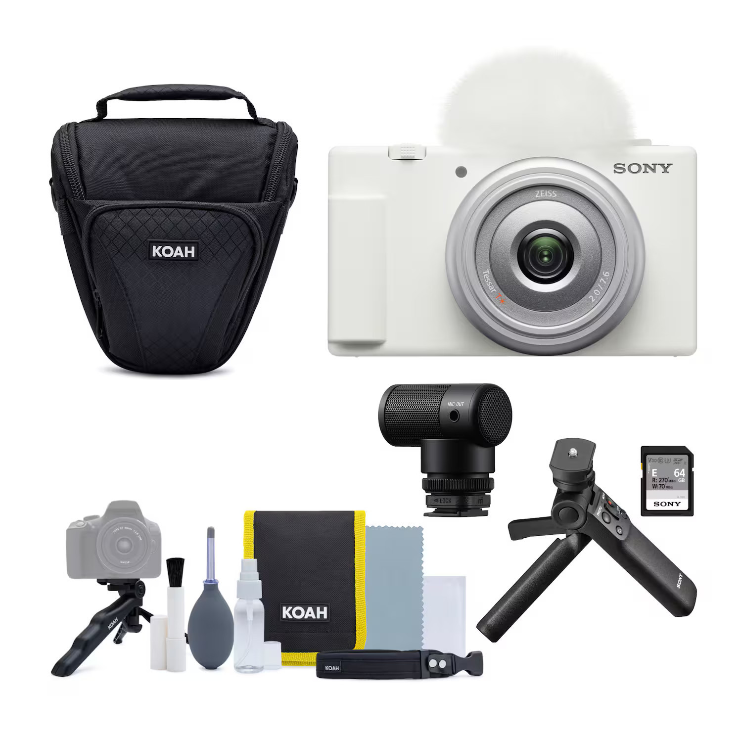Sony - ZV-1F Vlog Camera (White) Bundle with Content Creation Kit and Accessory | Best Buy U.S.