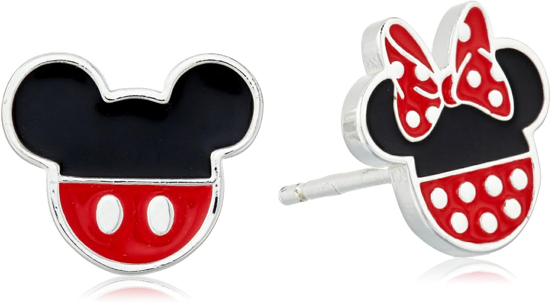 Disney Sterling Silver Mickey and Minnie Mouse Enamel Stud Earrings | Amazon (US)