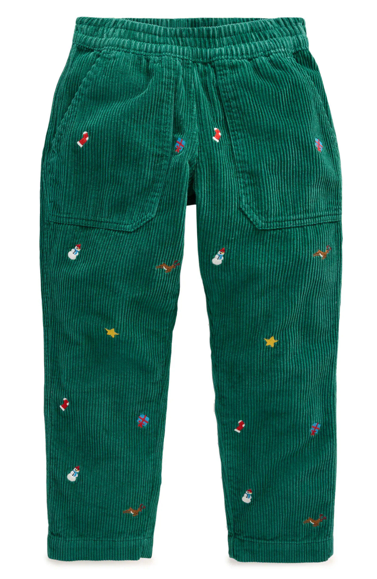 Mini Boden Kids' Holiday Embroidered Cotton Corduroy Pants | Nordstrom | Nordstrom