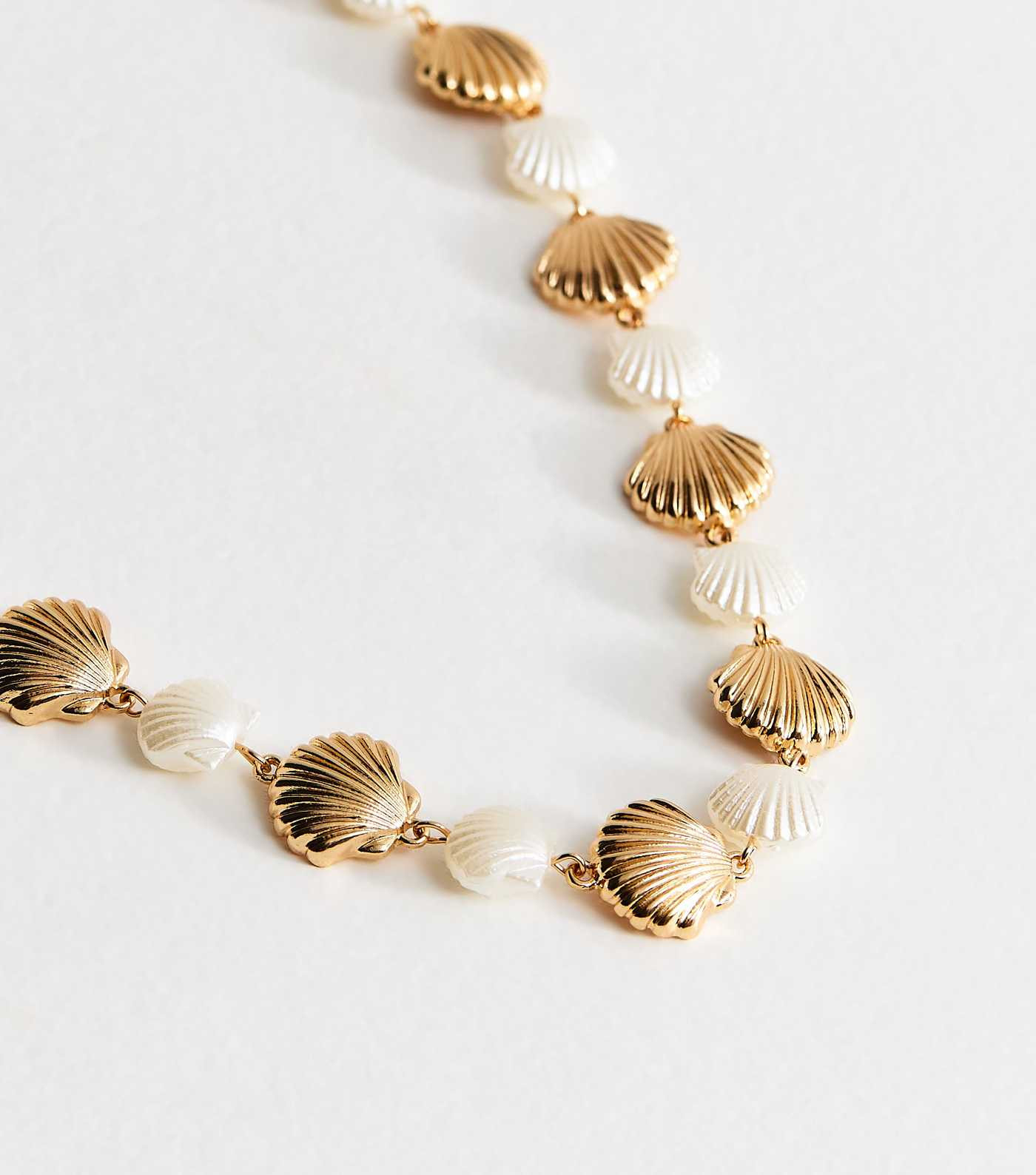 Gold Tone Faux Pearl Shell Necklace | New Look | New Look (UK)