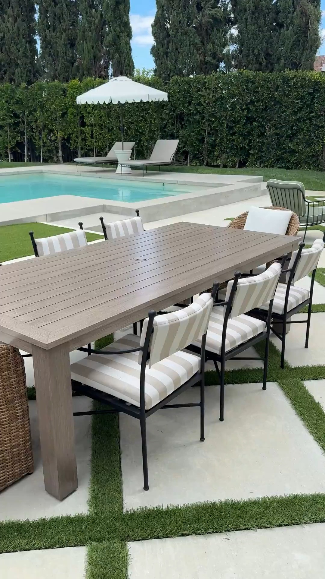 Beautiful outdoor dining table. Durable metal but looks like wood- best of both worlds! 

#LTKSeasonal #LTKSaleAlert #LTKHome