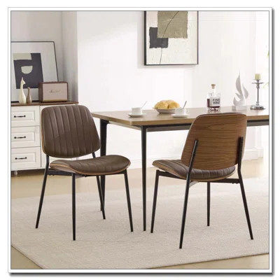 Dining Chair Chair With Bentwood Back Upholstered Seat Metal Legs Adjustable | Wayfair North America