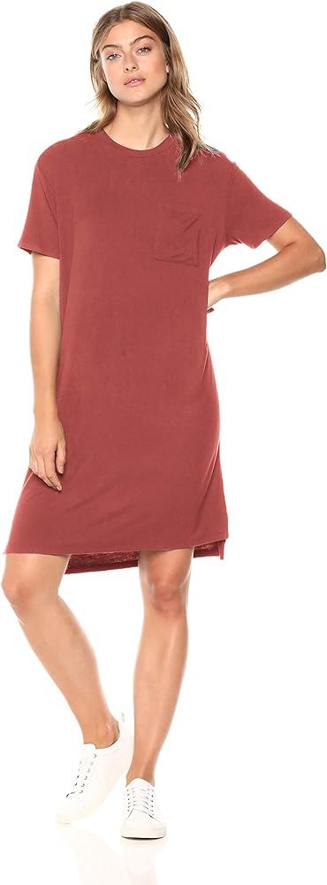 Amazon Brand - Daily Ritual Women's Jersey Short-Sleeve Crewneck Boxy Pocket T-Shirt Dress | Amazon (US)