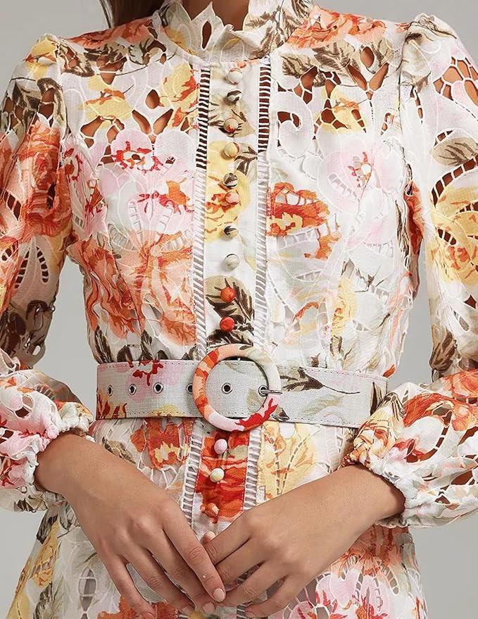 Mini Printed Floral Dress Elegant Cut Out Dress Belted Wrap Dress | Amazon (US)