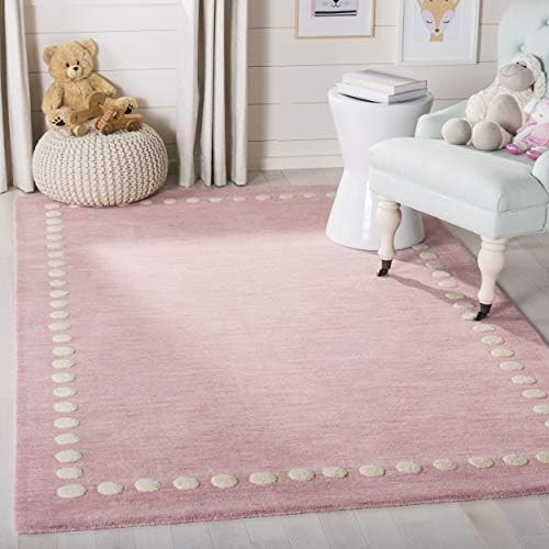 SAFAVIEH Kids Collection 8' x 10' Pink SFK802U Handmade Polka Dot Border Wool Area Rug | Amazon (US)