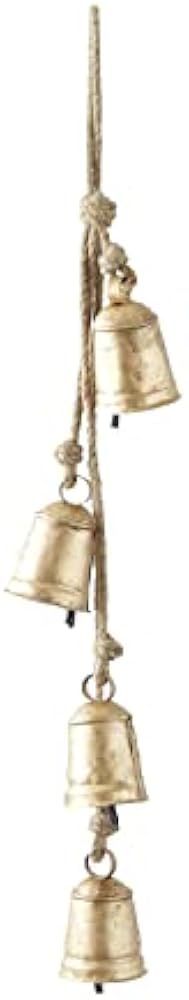 Deco 79 Metal Bell Decorative Cow Bell with Jute Hanging Rope, 4" x 3" x 29", Gold | Amazon (US)