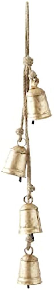 Deco 79 Metal Bell Decorative Cow Bell with Jute Hanging Rope, 4" x 3" x 29", Gold | Amazon (US)
