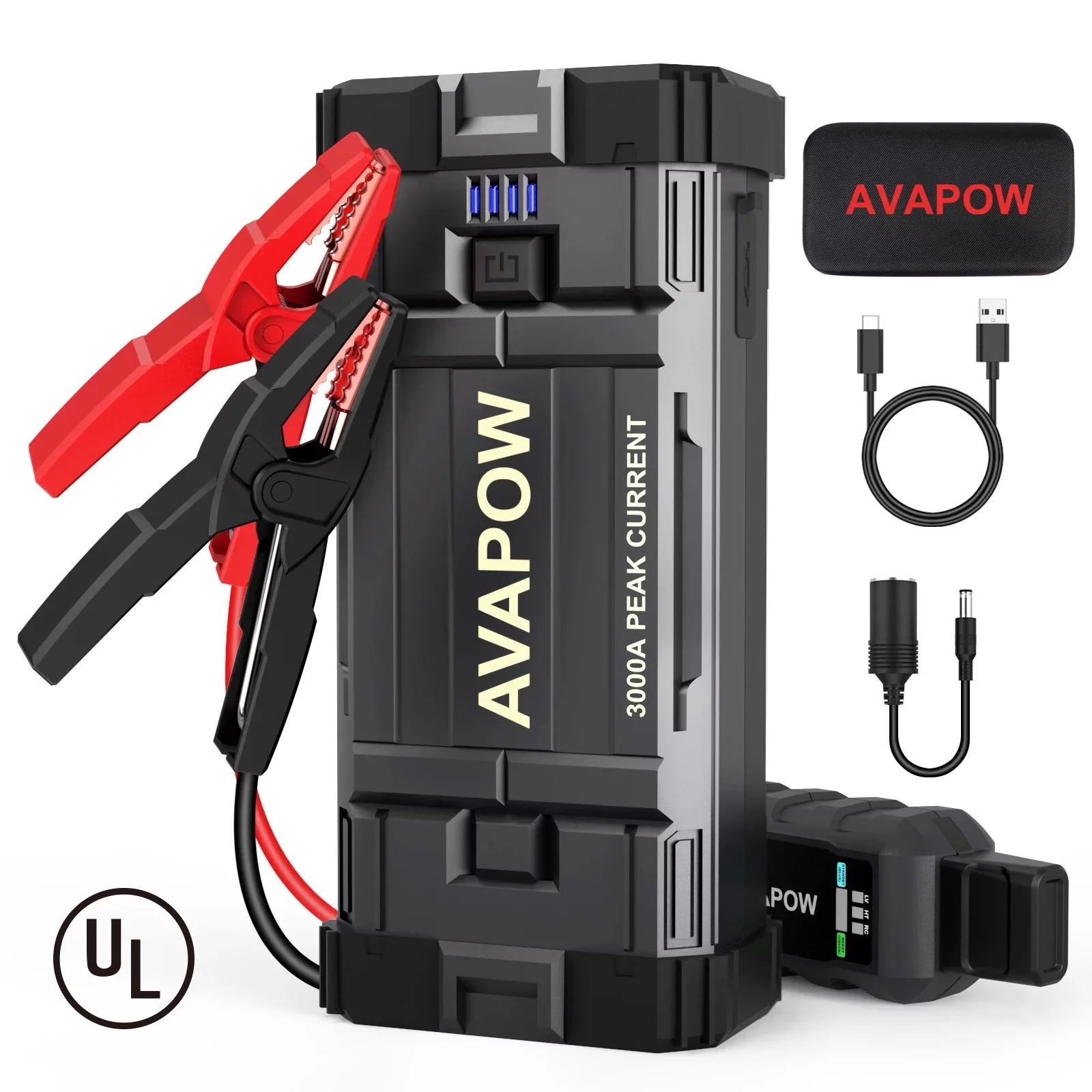 AVAPOW Car Battery Jump Starter ,3000A Peak Portable Jump Starters for Up to 8L Gas 8L Diesel Eng... | Walmart (US)