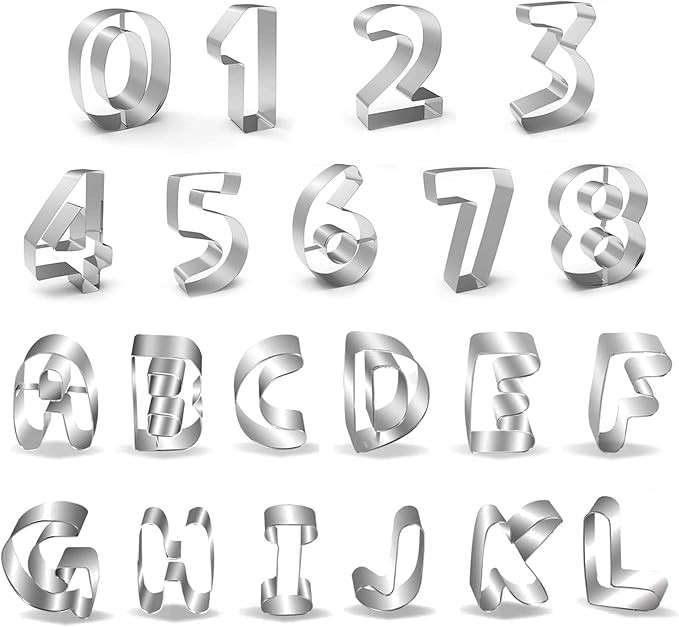 Alphabet & Number Sandwich Cookie Cutters Set, FUBARBAR 35pcs 3'' Large Christmas Stainless Steel... | Amazon (US)
