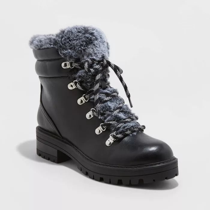 Women's Lindy Faux Fur Hiking Boots - A New Day™ | Target