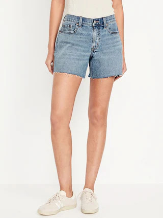 Mid-Rise Boyfriend Cut-Off Jean Shorts -- 5-inch inseam | Old Navy (US)