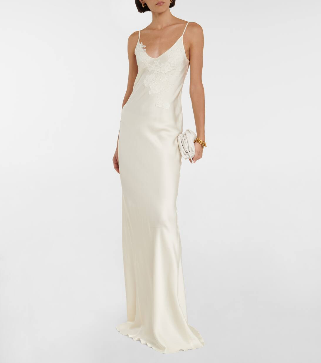Bridal lace-embroidered satin maxi dress | Mytheresa (US/CA)