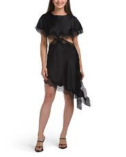 Cut Out Satin Mini Dress With Asymmetrical Hem | New Arrivals | | TJ Maxx