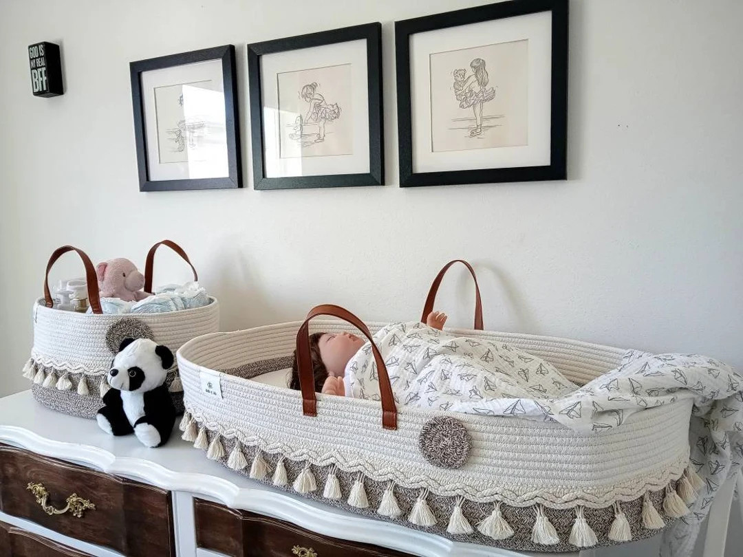 Bobo & Jojo Changing Basket for Baby Set with waterproof pad , Safety Straps, 1 Waterproof mat, D... | Etsy (US)