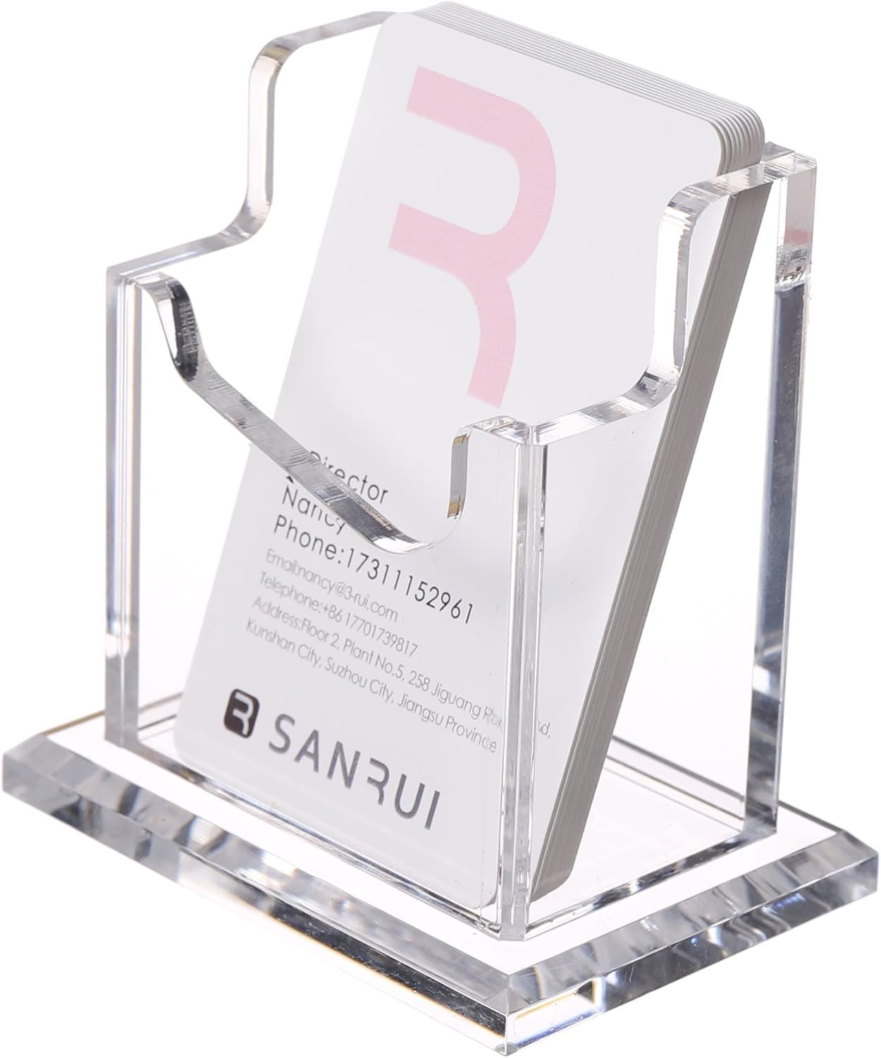 SANRUI Vertical Business Card Holder for Desk，Clear Acrylic Business Card Display Stand，1 Slo... | Amazon (US)