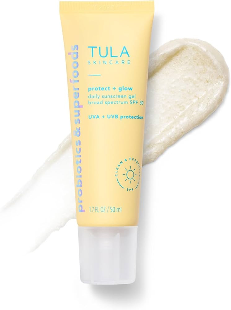 TULA Skin Care Protect + Glow Daily Sunscreen - Gel, Broad Spectrum SPF 30, Skincare-First, Non-G... | Amazon (US)