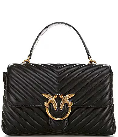PINKO Classic Lady Love Puff Chevron Satchel Bag - BLACK | Dillard's