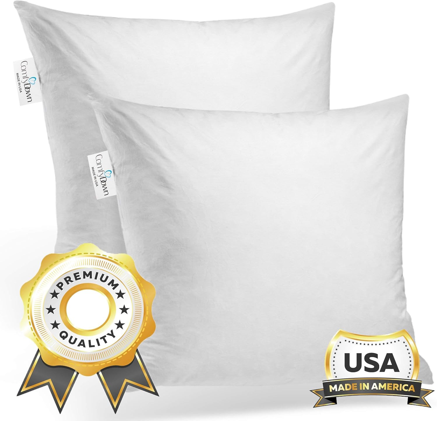 ComfyDown Set of Two, 95% Feather 5% Down, 26 X 26 Square Decorative Pillow Insert, Sham Stuffer ... | Amazon (US)