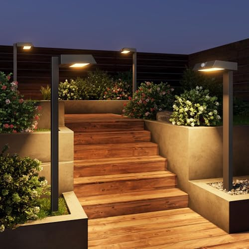 XMCOSY+ Solar Pathway Lights with Motion Sensor 6 Pack, 300LM Metal Solar Lights Outdoor Waterpro... | Amazon (US)