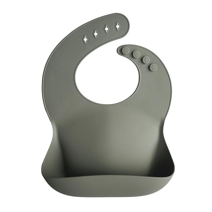 mushie Silicone Baby Bib | Adjustable Fit Waterproof Bibs (Silver Sage) | Amazon (US)