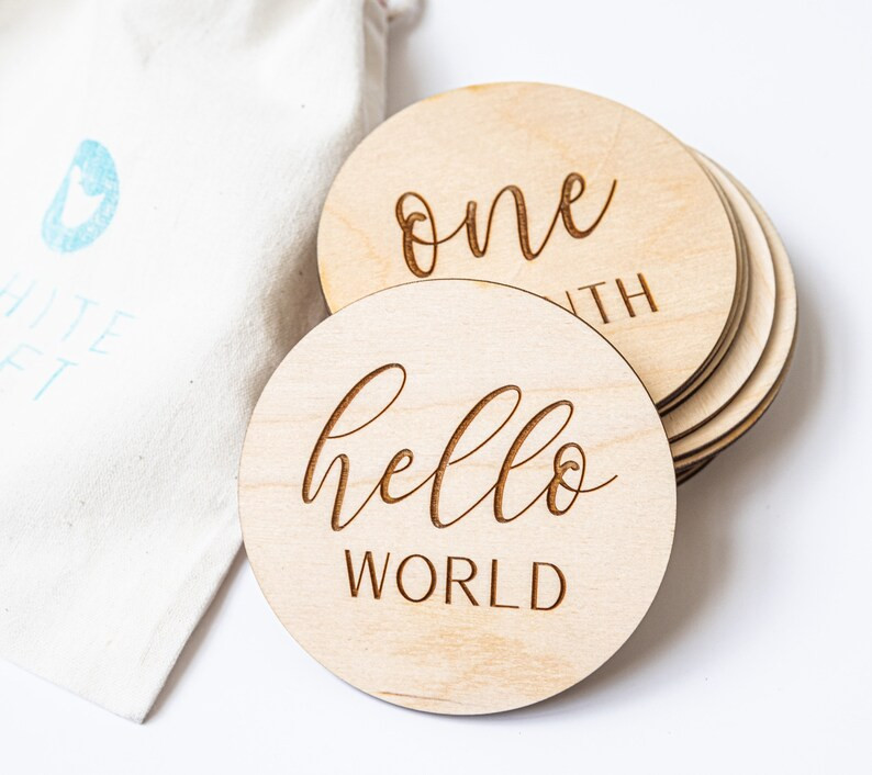Wooden Monthly Baby Milestone Markers | Milestone Disc | Baby by the Month For Photos | Baby Gift... | Etsy (US)