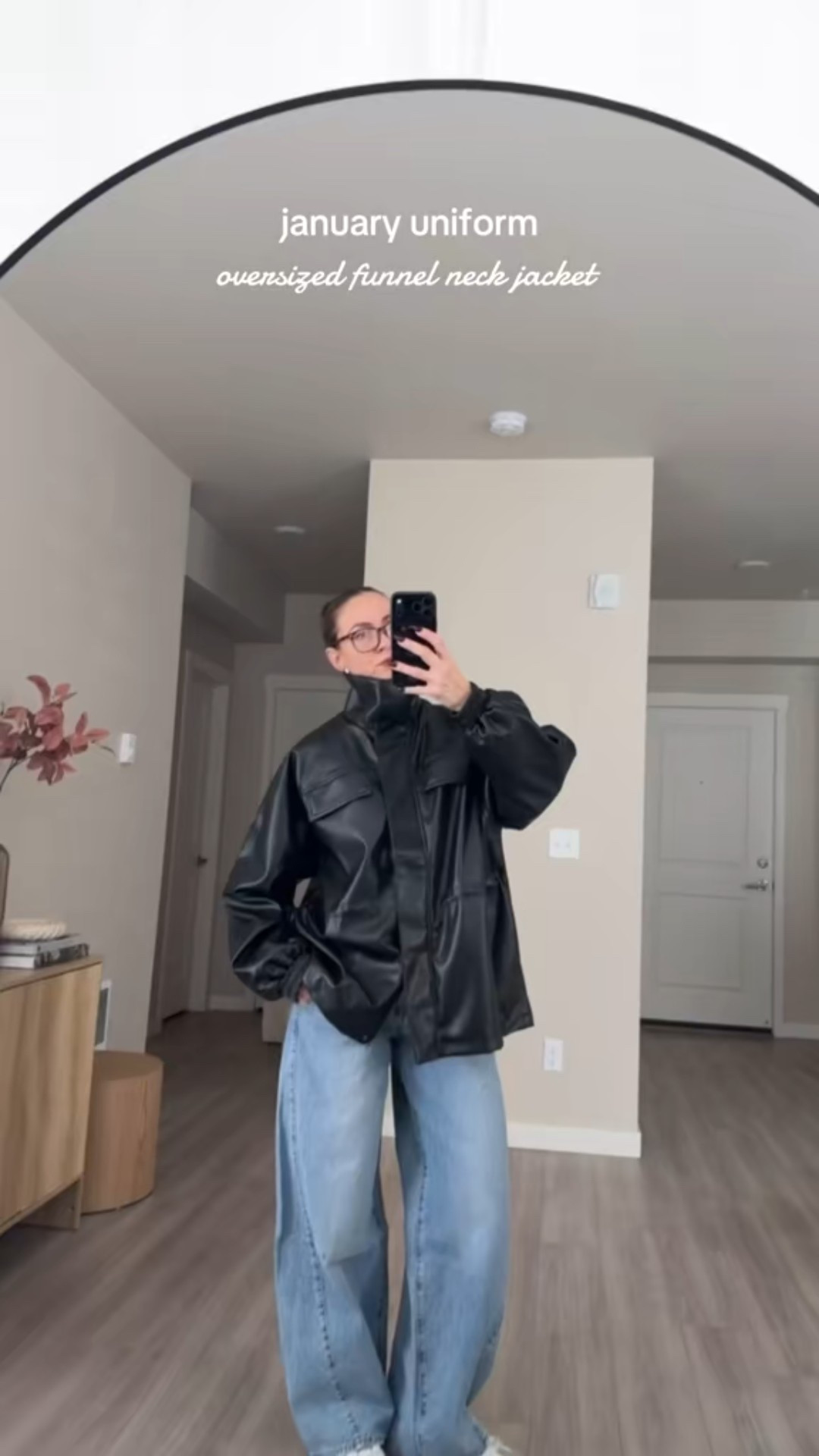 linking exact funnel neck jacket and jeans.  these are the levi's super baggy barrel jeans often selling out in selective sizes and washes 