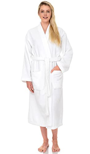 TowelSelections Womens Robe Cotton Luxury Bathrobe for Women Soft Terry Cloth Towel Robes for Women Medium-Large White | Amazon (US)