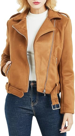 Bellivera Women’s Faux Suede Jacket(3 Colors), Biker Style Leather Jacket with Detachable Faux ... | Amazon (UK)