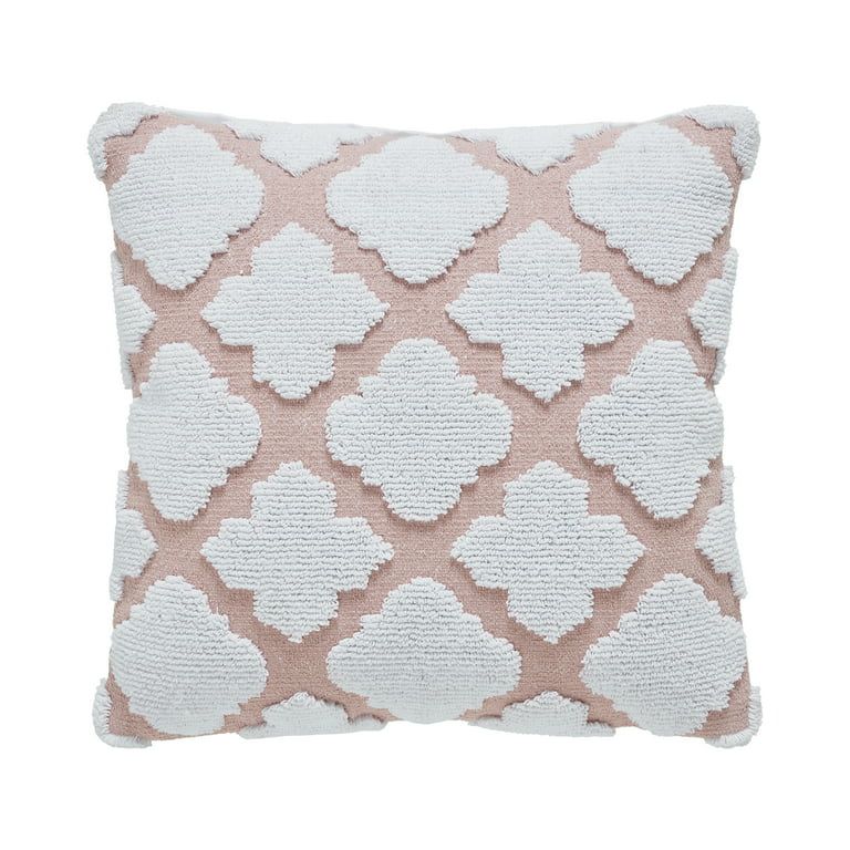 My Texas House Lainey Quatrefoil Cotton-Terry Decorative Pillow Cover, 22" x 22", Blush - Walmart... | Walmart (US)