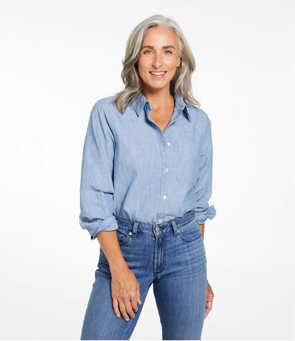 Women's Essential Cotton Shirt, Chambray Long Sleeve | L.L. Bean