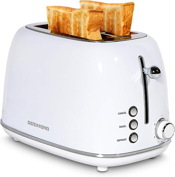 REDMOND 2 Slice Toaster Retro Stainless Steel Toaster with Bagel, Cancel, Defrost Function and 6 ... | Amazon (US)