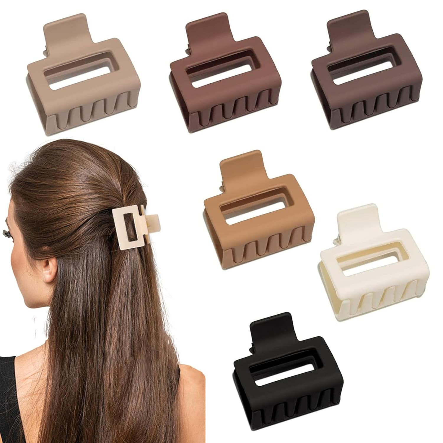 6 Pack Claw Clips Hair Clips for Women Girls Medium Rectangle 2 Inch Small Hair Clips for Thin or... | Amazon (US)