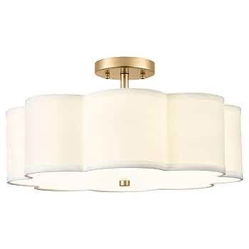 Gold Semi Flush Mount Ceiling Lights, 4-Light 18" Ceiling Light Fixtures with Fabric Shade in Flo... | Amazon (US)
