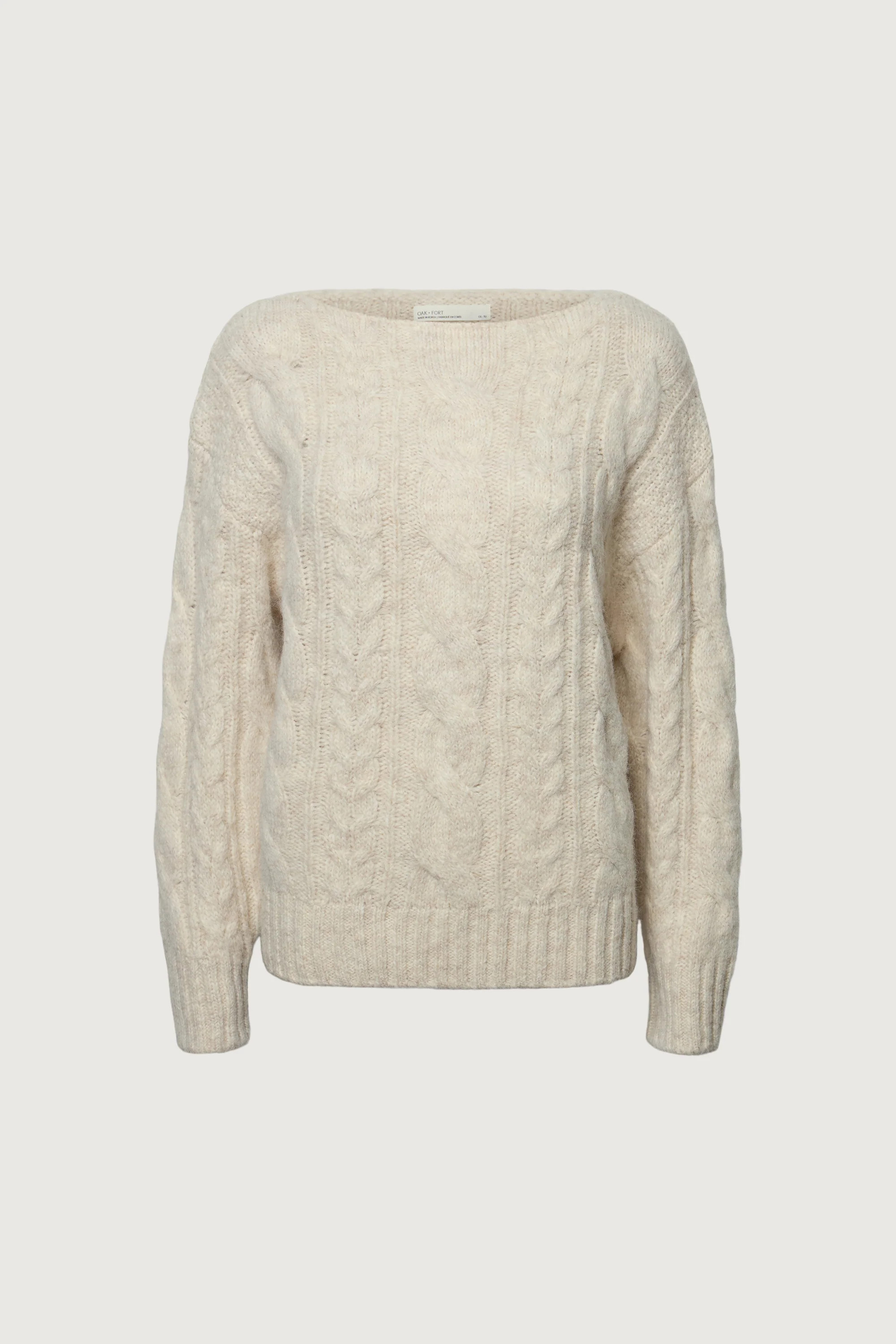 ALPACA AND WOOL-BLEND CABLE KNIT SWEATER Oatmeal / Small | OAK + FORT