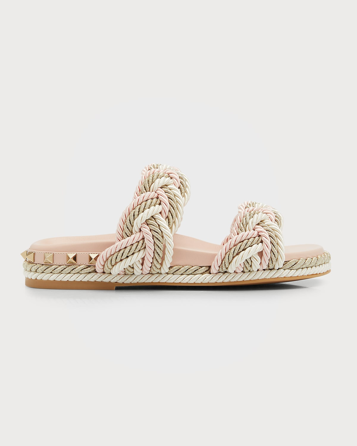 Rockstud Rope Slide Espadrille Sandals | Neiman Marcus