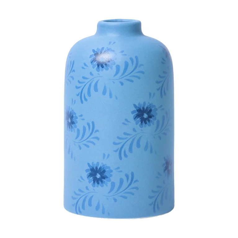 Mainstays By Becky G. & Alejandra Small 6.38" Blue Flower Decorative Ceramic Vase | Walmart (US)