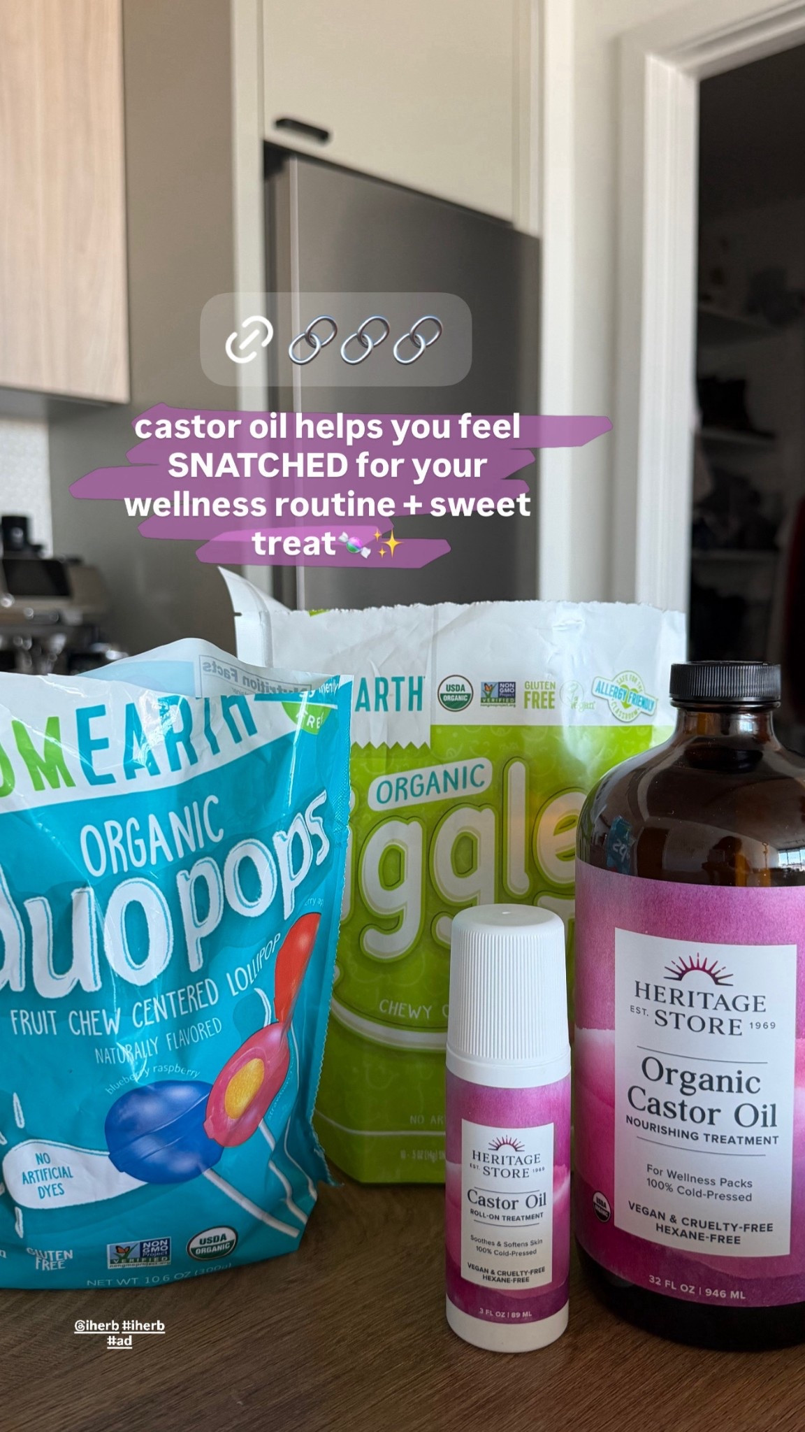 castor oil helps you feel SNATCHED for your wellness routine + sweet treat🍬✨ @iHerb #iherb #ad 
