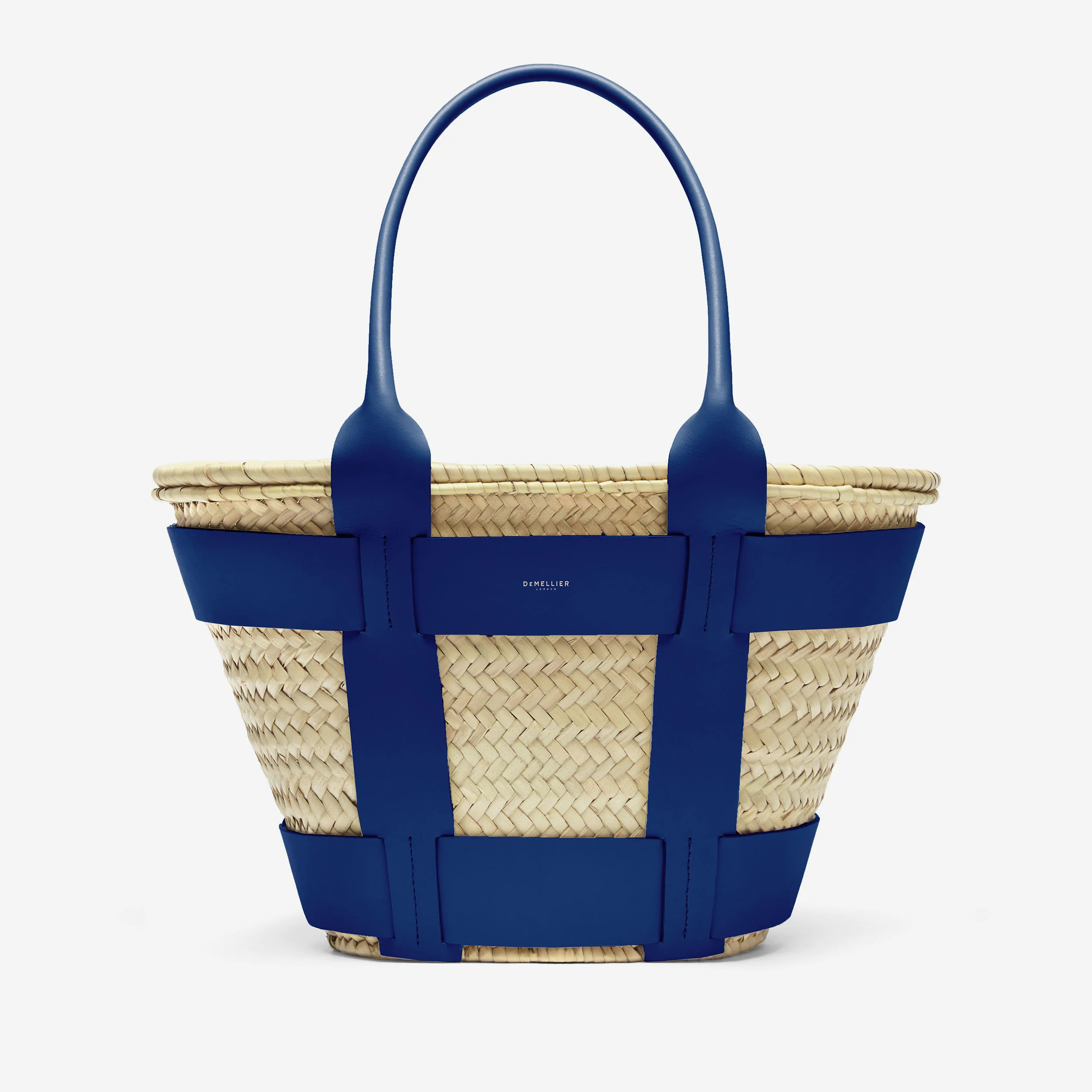 The Santorini | Natural Basket Cobalt Blue Smooth | DeMellier | DeMellier