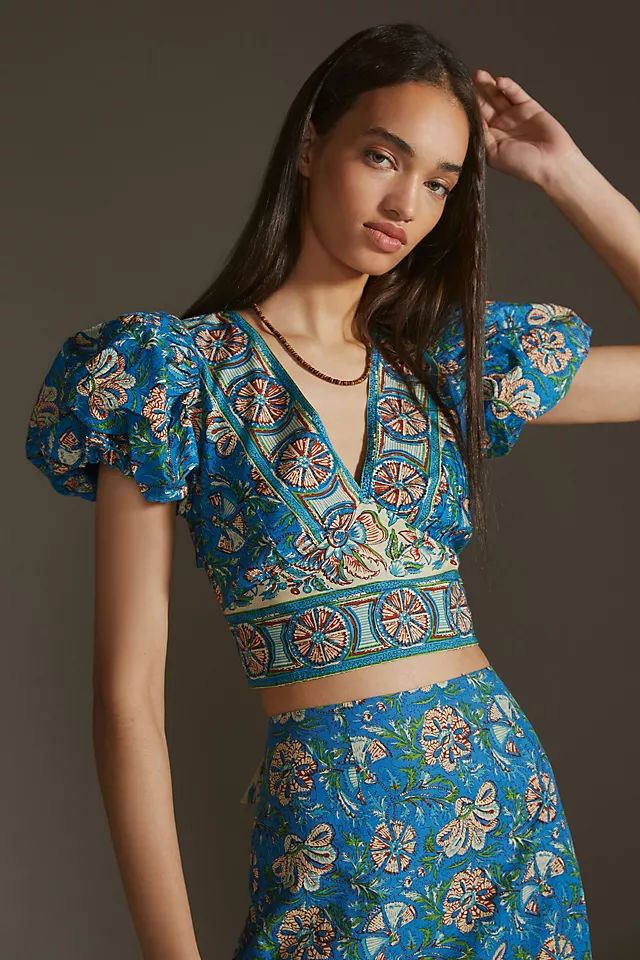 Love The Label Puff-Sleeve Cropped Top | Anthropologie (US)