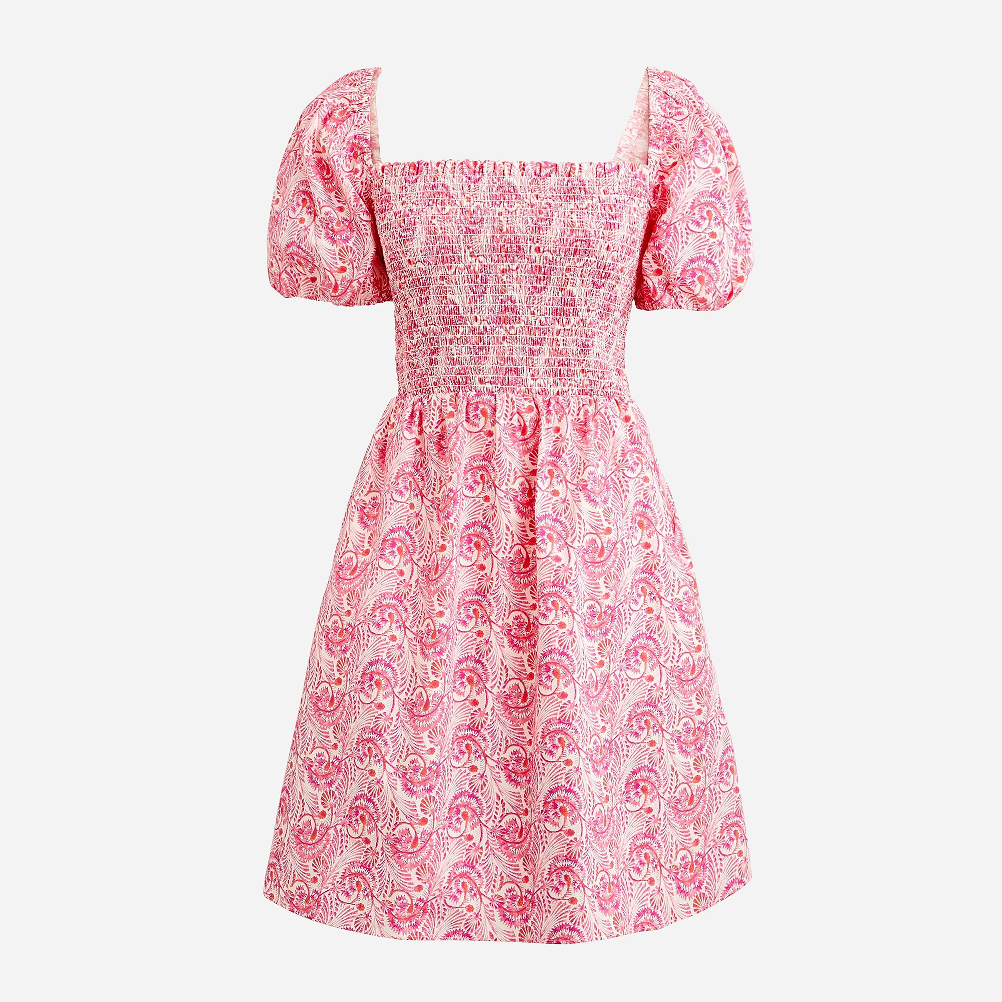 Puff-sleeve smocked mini dress in dandelion swirl | J. Crew US