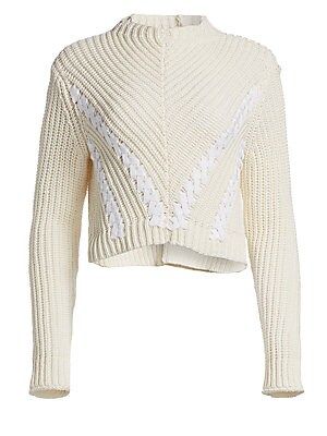 3.1 Phillip Lim Women's Cropped Cotton Rib Pullover - White - Size XS | Saks Fifth Avenue