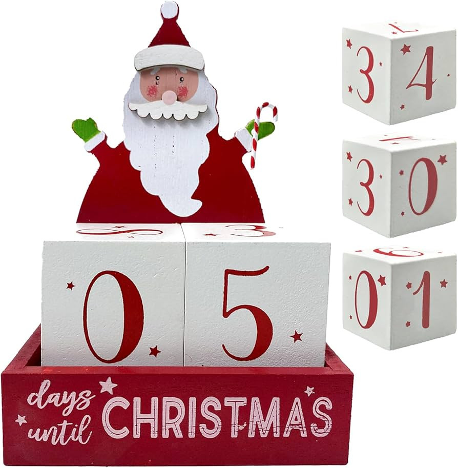 HOMirable Christmas Countdown Blocks Santa Claus 99 Days Advent Calendar Christmas Decorations Wo... | Amazon (US)