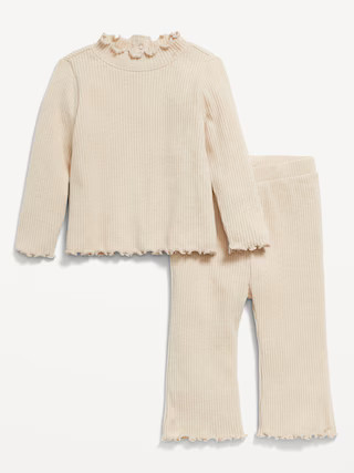 Plush Ribbed Long-Sleeve Top and Flare Pants Set for Baby | Old Navy (US)
