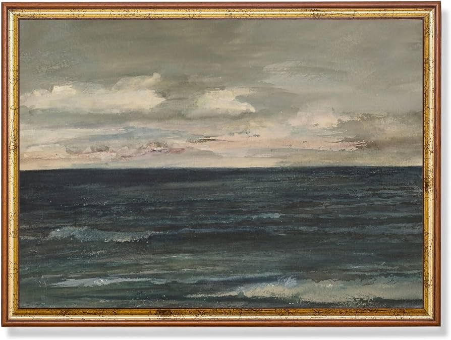 Vintage Seascape Painting, Antique Ocean Print, Moody Rustic Art, Coastal Decor, Fine Art Print, ... | Amazon (US)