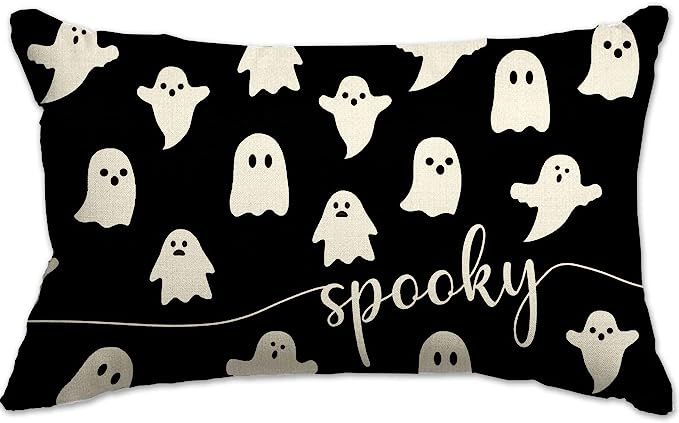 Amazon.com: Halloween Pillow Cover 12x20 Ghost Spooky Halloween Lumbar Pillow Covers Decorations ... | Amazon (US)