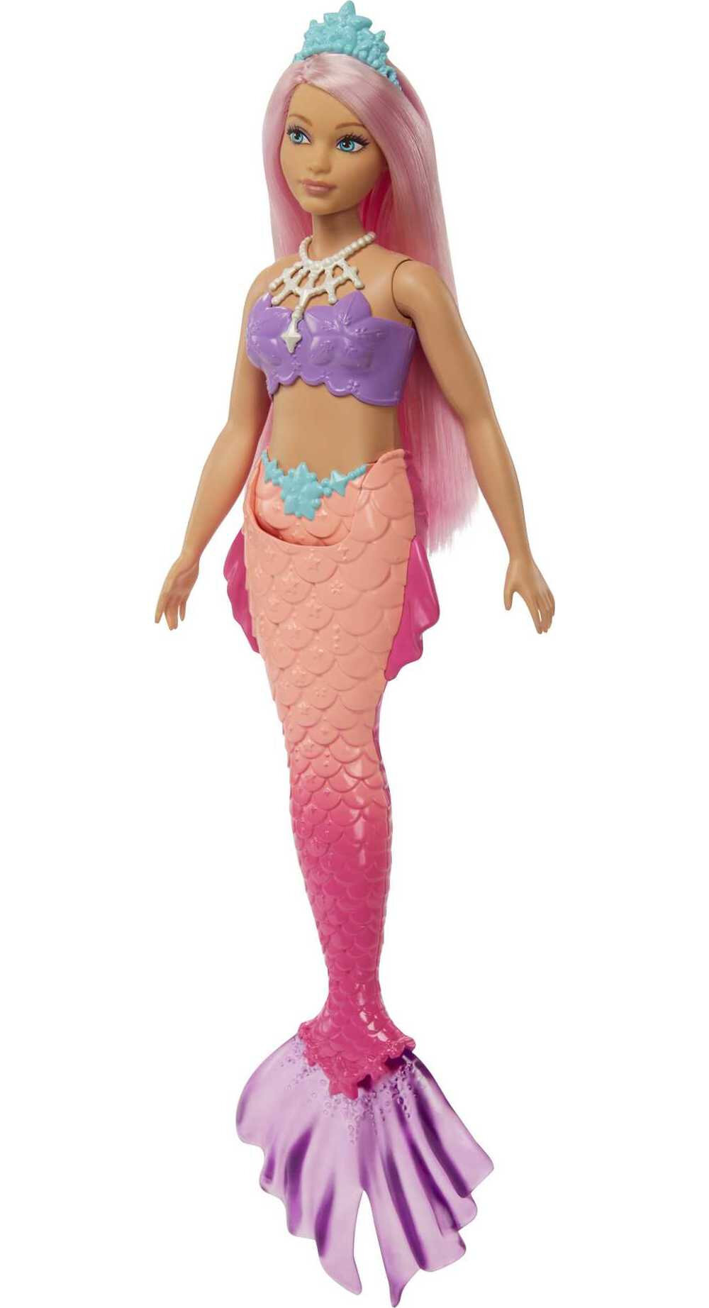 Barbie Dreamtopia Mermaid Doll with Curvy Body, Pink Hair & Tail & Tiara Accessory | Walmart (US)