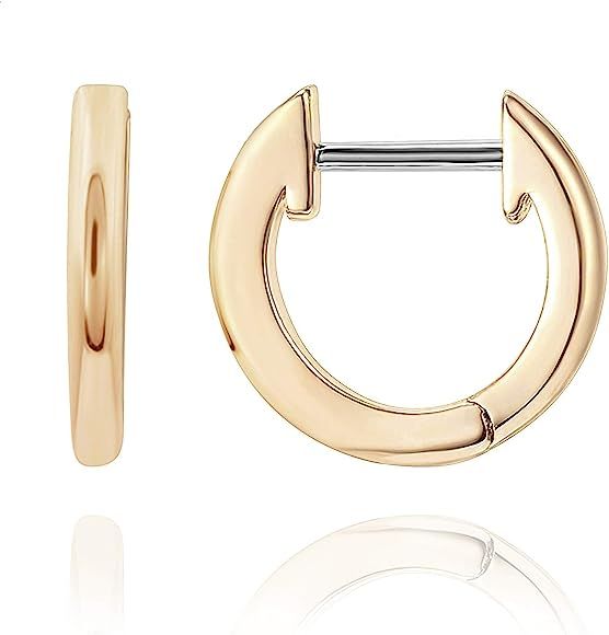 PAVOI 14K Gold Plated Cuff Earrings Huggie Stud | Small Hoop Earrings for Women | Amazon (US)