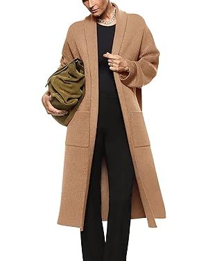 Womens Long Sleeve Maxi Cardigan Open Front Oversized Knitted Sweater Coat Casual Lapel Warm Over... | Amazon (US)